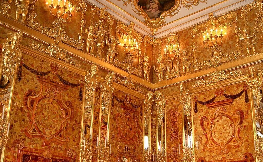 The Amber Room reconstruction in Russia.