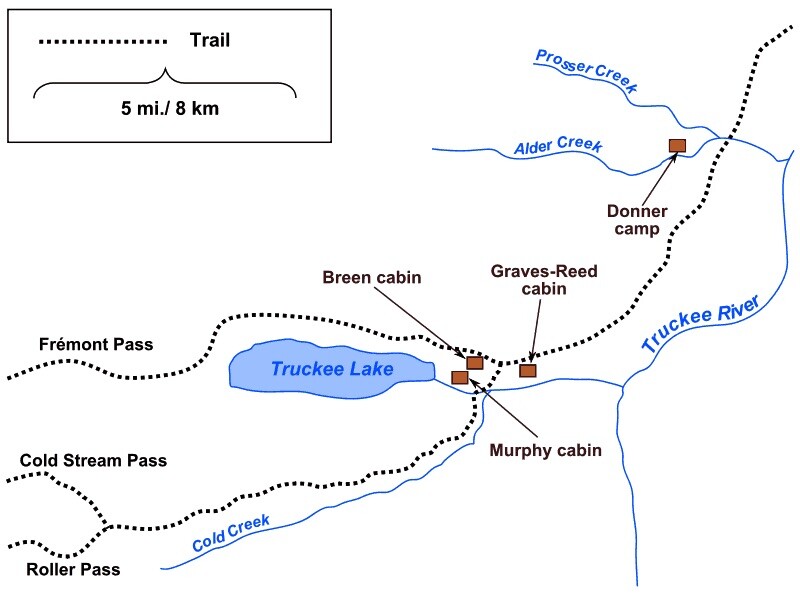 Donner Party map of the encampments.